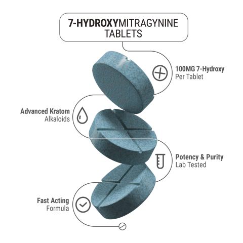 100mg 7-Hydroxy Tablets - Unflavored - Simply Tabs - Thumbnail 5